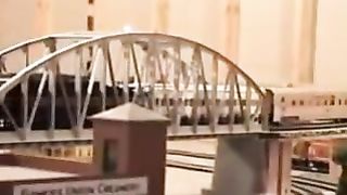 Shitting on a train toy