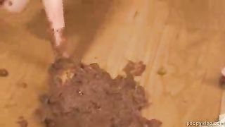 Rubbing shit on her face