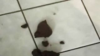 Dirty girl shitting on the floor