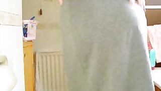 Hard shit in her long skirt