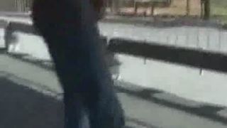 Sexy girl shitting in public