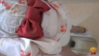 Japanese girl pooping in a public bathroom