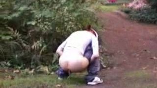 Teen girl pooping in public