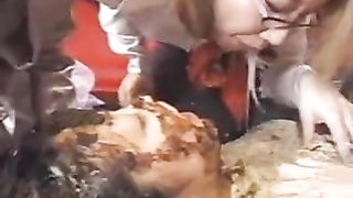 Puking a brunette teen