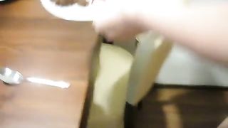 Shit eating blonde woman