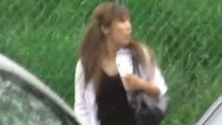 Sexy girl shitting in public