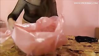 Beautiful girl in black fishnets shitting on live webcam