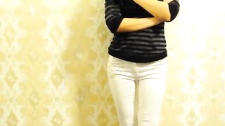 Pissed in her white pants