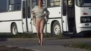 Dirty woman peeing in public