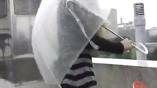 Amateur girl shitting in her panties in public