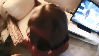 Blonde slut sucking a big shitty cock