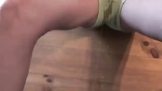 Wiping her ass with her panties