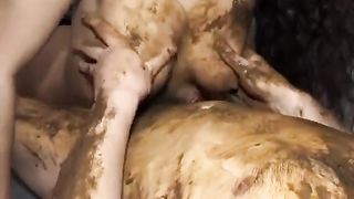 Tits fucking with a lot of poop