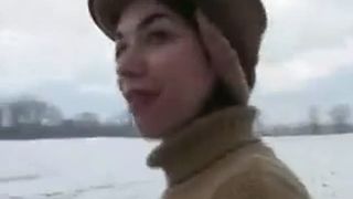 Wild siberian girl shitting outdoor