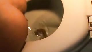 Four tiny pieces of poop in the toilet