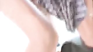 Teen latina sitting on a homemade toilet