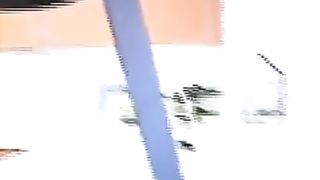 Teen latina sitting on a homemade toilet