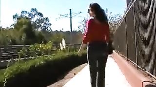 Same girl pooping indoor and outdoor