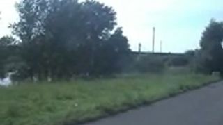 Teen girl shitting in the middle of the road