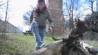 Nasty woman peeing in public