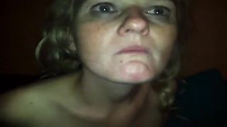 Blonde teen trying to eat poop