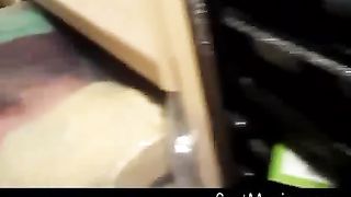 Hot babe shitting on a plastic floor
