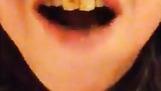 Young girl chewing poop