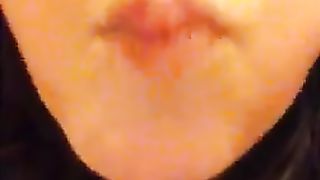 Young girl chewing poop