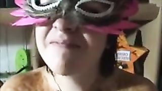 Masked momma smearing poop