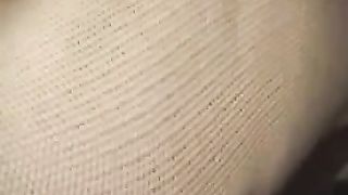 Peeing through her lace panties