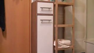 Hot blonde amateur shitting in a bathroom