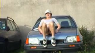 Shitting on top of her car
