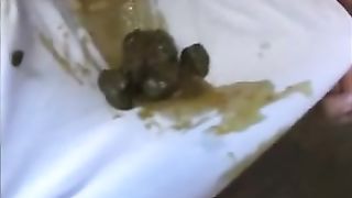 Sexy secretary pooping in her white panties