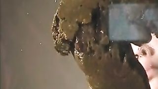 Asian MILF pooping on a mirror