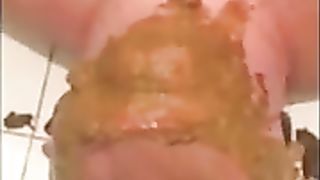 Sexy Brazilian shitting on a male slave