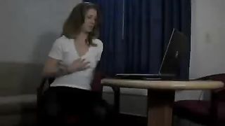 Beautiful blonde fingering her pussy while shitting