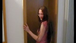 Girl peeing and pooping over the toilet