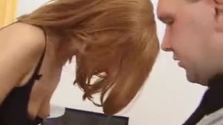 Brown haired girl shitting in her white panties