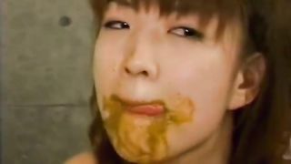 Petite Japanese eating poop with pleasure