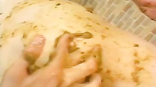 Rubbing fresh crap on a hairy teen