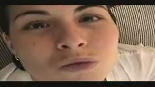 Young girl shitting on a homemade toilet