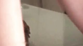 Petite blonde teen shitting a huge turd