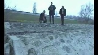 Three girls pooping together in public