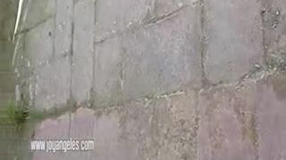 Sexy teen with high heels pooping outdoor