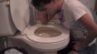 Drunk Whore Puking In the Toilet Bowl