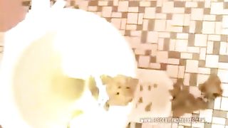 She did a real mess in bathroom