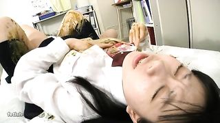 Scat lesbians scissoring with poop