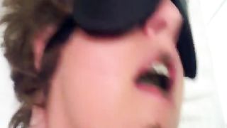 Young girl tied on bed while she's eating poop