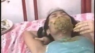 Thai lesbians kissing with poop
