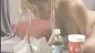 Topless Blonde Vomit in the Plastic Bag